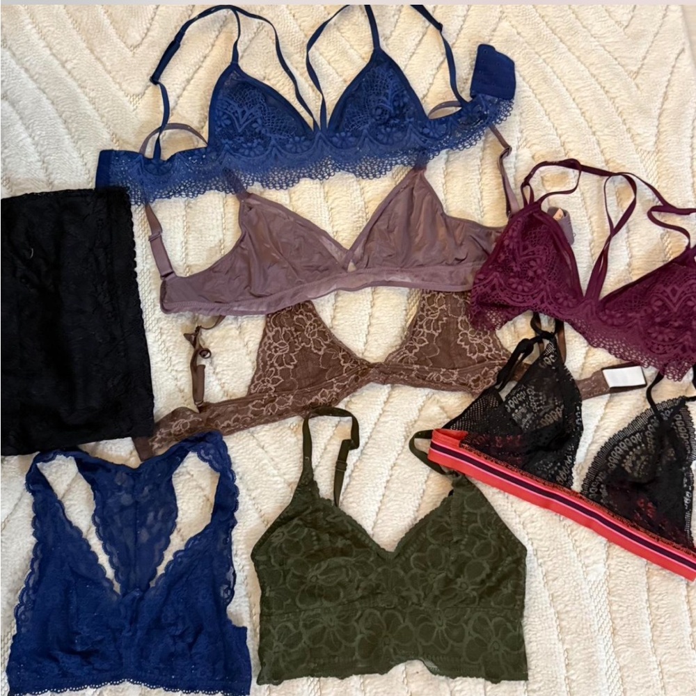Elegant Lace Bralette Set - Blue, Brown, Black, Purple